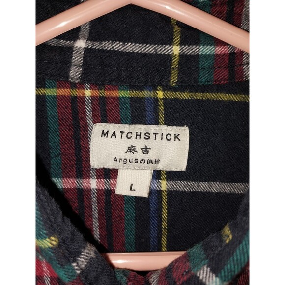 Matchstick Flannel Tunic Shirt Top Women L Button Long Sleeve Multicolor Plaid - Picture 5 of 11